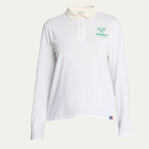 Kule The Rugby White Tennis Long-Sleeve Patch T-Shirt Collared Sports Small
